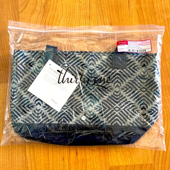 NWT Thirty-One Demi Day Bag, “Diamond Weave” pattern, Navy blue main color - Picture 2 of 3